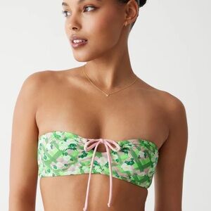 NWT FRANKIES BIKINIS Meredith Plaid Bandeau Bikini Top, Baby Daisy, size M